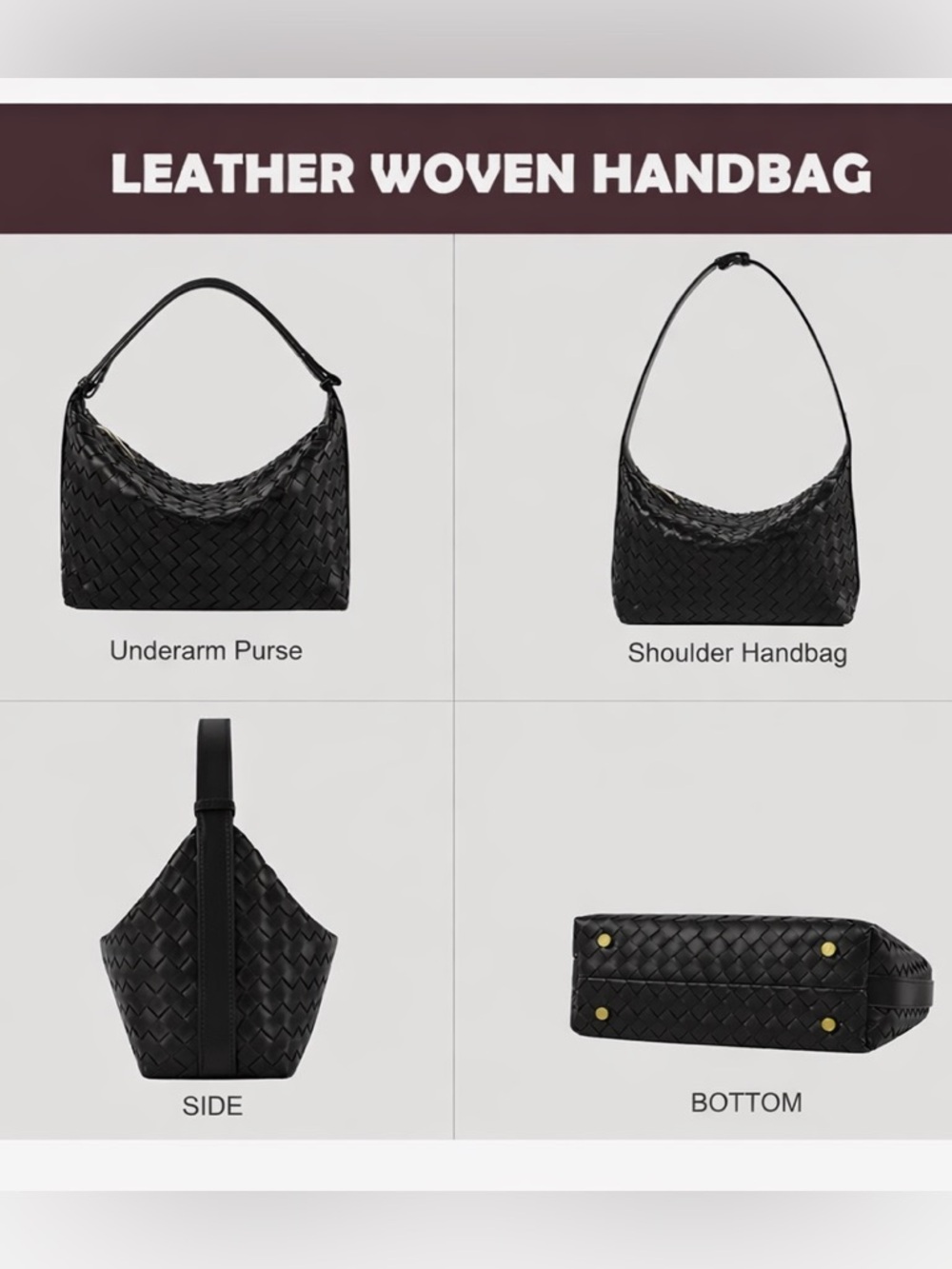 Black Woven Vegan Leather Shoulder Bag
Bottega-Inspired Minimalist Style - Picture 3 of 4
